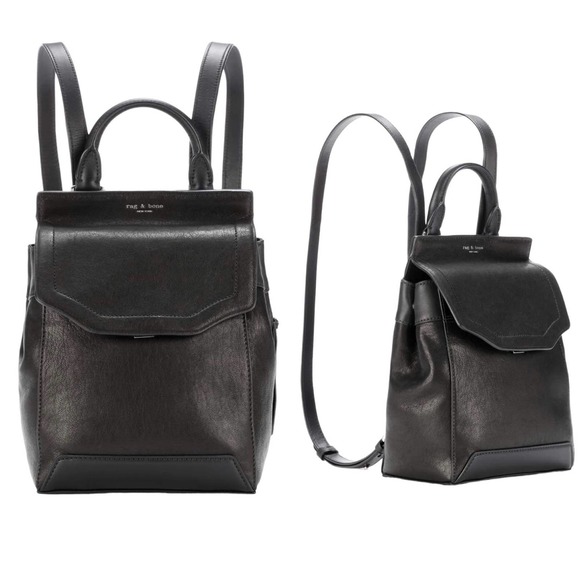 rag & bone Handbags - Rag & Bone Small Pilot Back Pack Black Leather Silver Tone Hardware